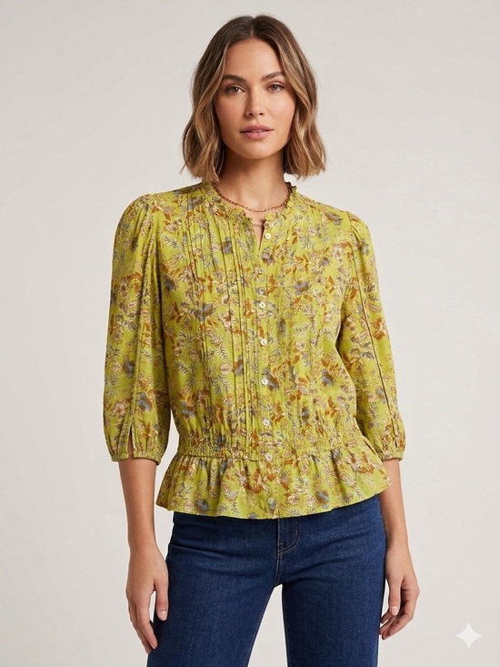 Sam Edelman Tops - Sam Edelman Floral Button Front Peplum Blouse